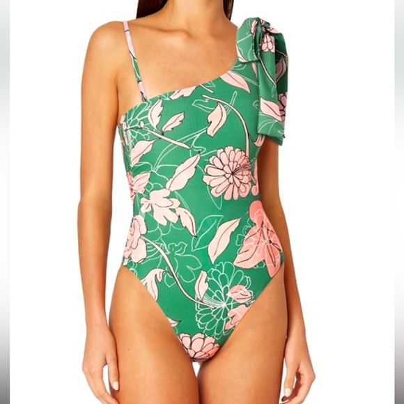 Milly Other - MILLY NWT Cabana Pink Nenuphar 1 Shoulder Water Lily One Piece Swimsuit Beach S